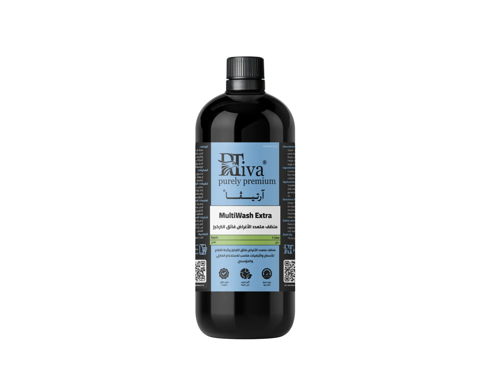 [1RT-MC-6-C-2-1L] Rtiva MultiWash Extra Apple – منظف متعدد الأغراض تفاح فائق التركيز (آرتيڤا) (١ لتر)